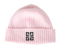Givenchy Logo Ribbed Beanie, Wool, Pink, 3*